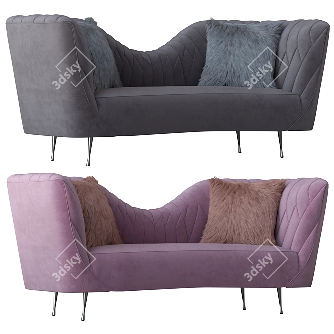 Elegant Eva Velvet Sofa 3D model image 2