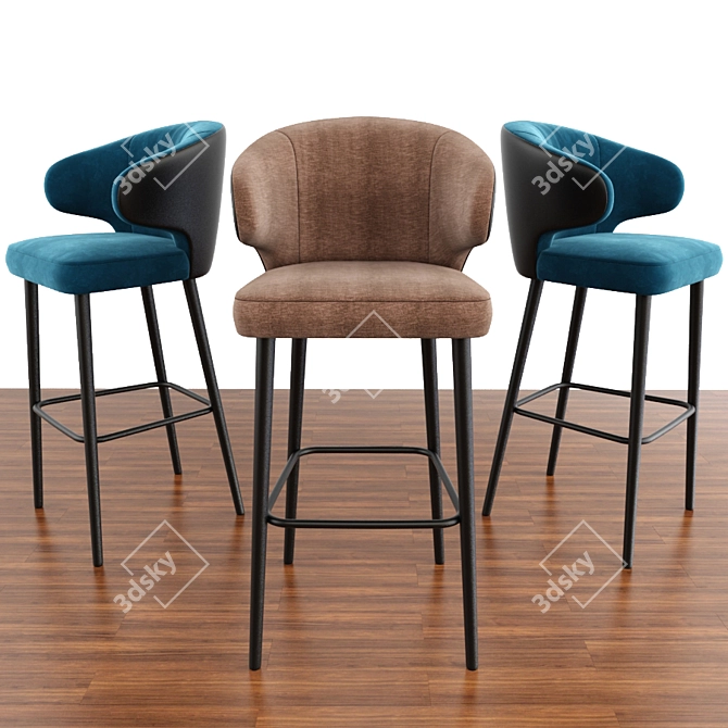 Sleek Aston Little Bar Stool with Parquet - Modern Design 3D model image 1