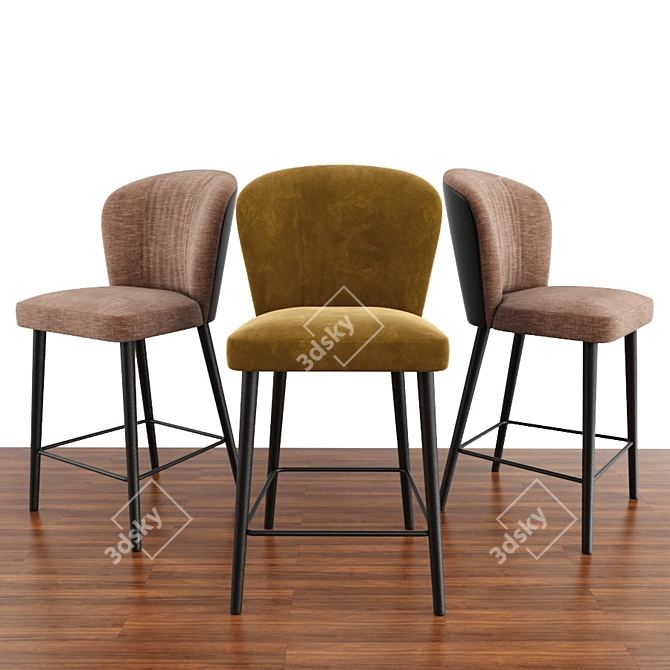 Elegant Minotti Aston Parquet Counter Stool 3D model image 1