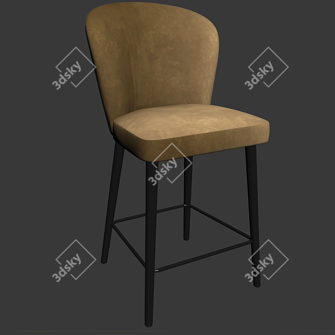 Elegant Minotti Aston Parquet Counter Stool 3D model image 2