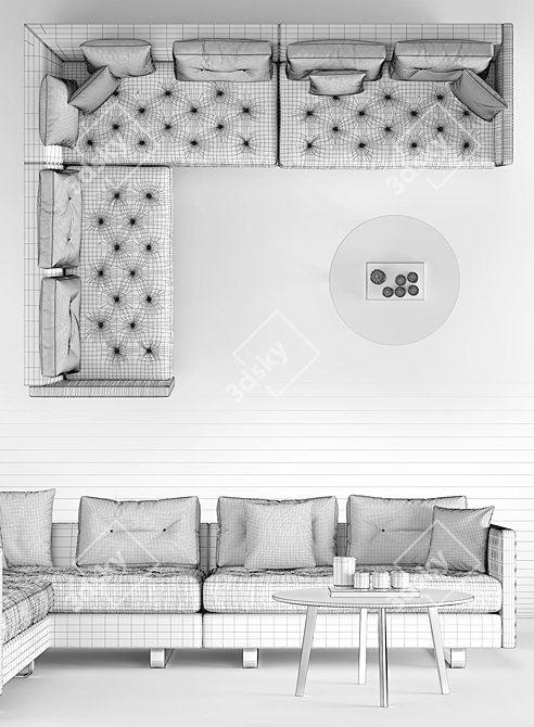 Elegant EJ 320 Spring Sofa Set 3D model image 3