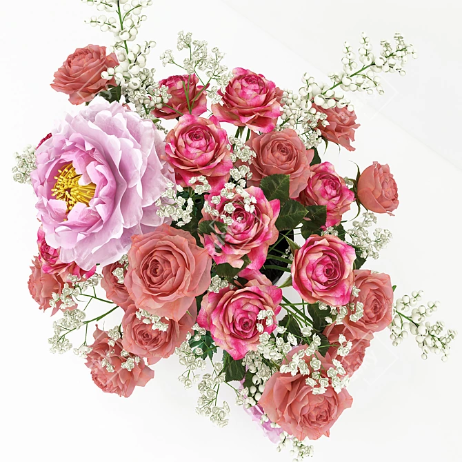 Pretty in Pink Bouquet 3D model image 2