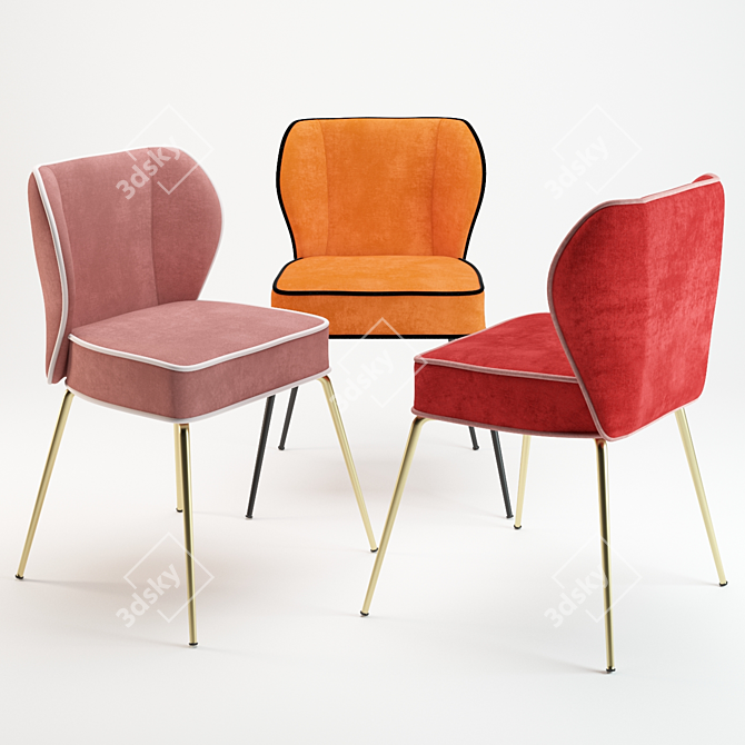 Elegant Velvet Chair 3D model image 1