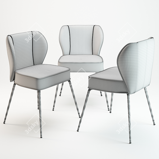Elegant Velvet Chair 3D model image 2