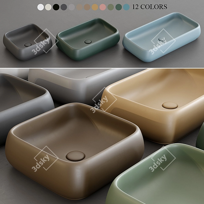 Shui Ceramic Wash Basin by Ceramica Cielo 3D model image 1