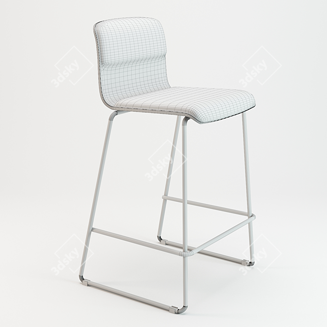 Sleek Steel Stool with Leather Finish 3D model image 2