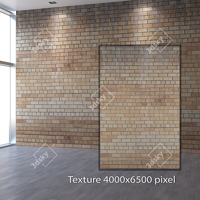 Seamless Yellow Brickwork Texture 3D model image 2