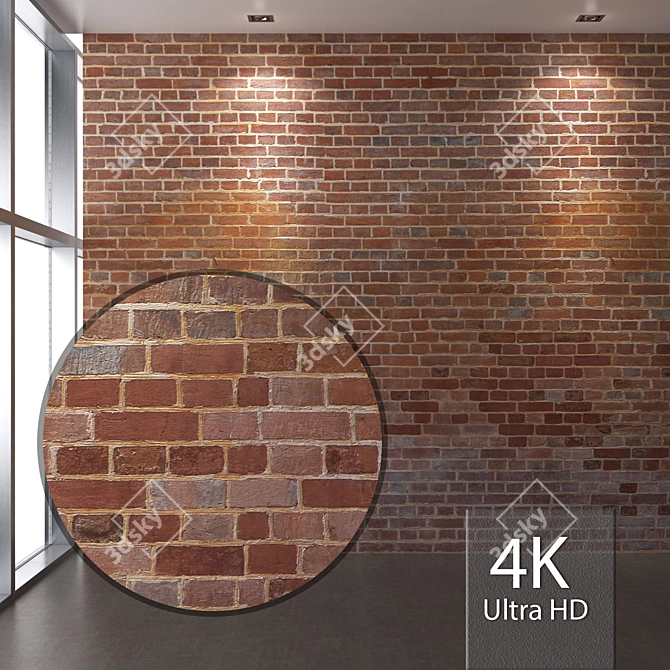 Seamless Brick Texture 4K 3D model image 1