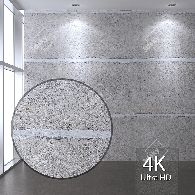 Title: Seamless 4K Concrete Wall 3D model image 1