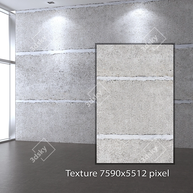 Title: Seamless 4K Concrete Wall 3D model image 2