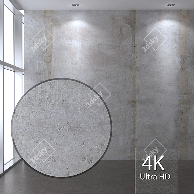 Seamless Concrete Wall Texture 3D model image 1