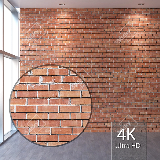 Seamless Brick Texture 4K 3D model image 1