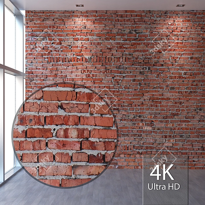 Seamless Brick Texture 4K 3D model image 1