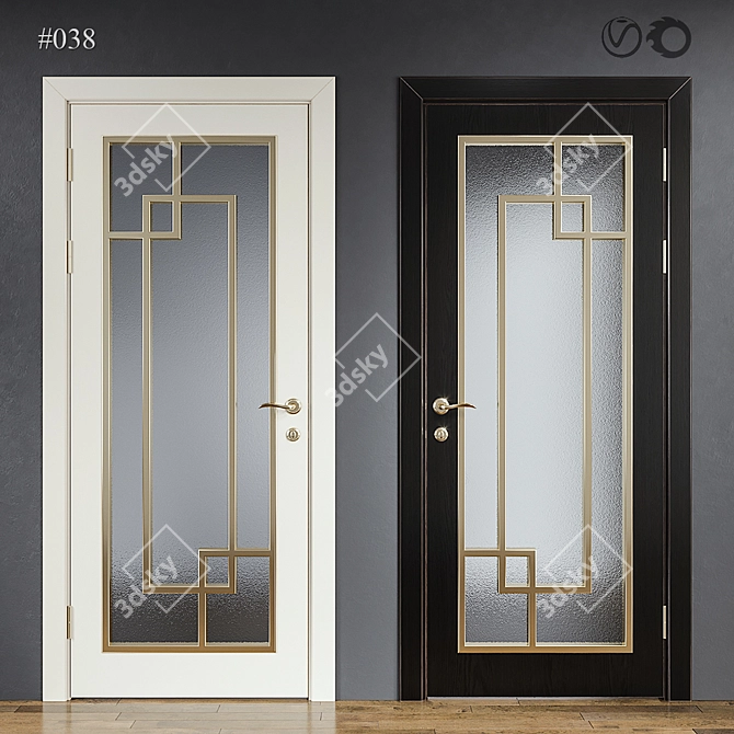 Classic Interior Door (10 Pieces) 3D model image 1