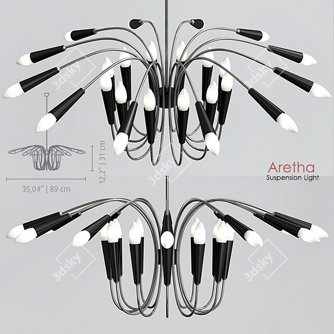 Aretha Suspension Light - Classic Elegance in Chrome and Black 3D model image 1