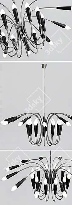 Aretha Suspension Light - Classic Elegance in Chrome and Black 3D model image 2