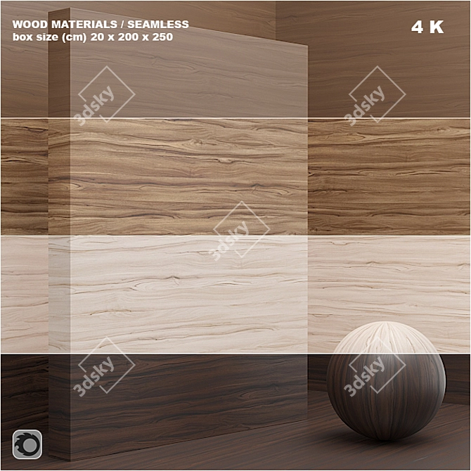 Seamless Wood/Veneer Set - 4 Tones 3D model image 1