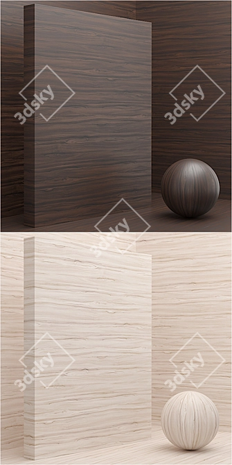 Seamless Wood/Veneer Set - 4 Tones 3D model image 3