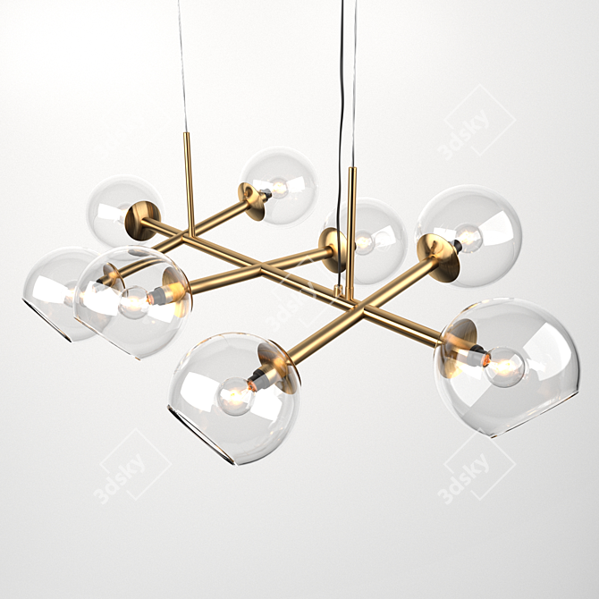 Gleaming Glass Orb Chandelier 3D model image 2