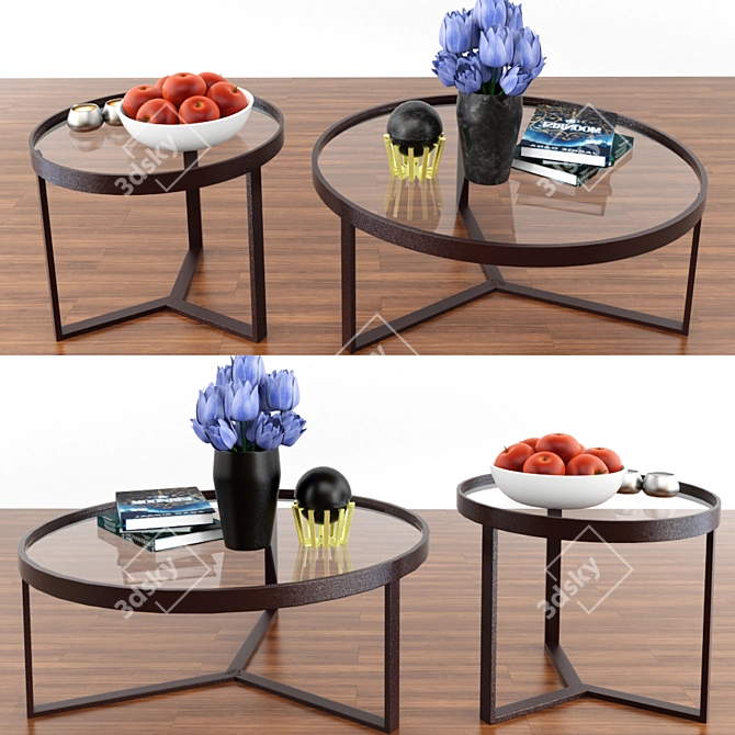 Elegant Parquet Coffee Tables 3D model image 1