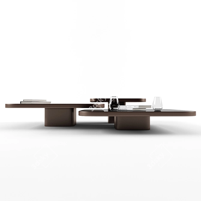 Sleek Bow Coffee Table Set 3D model image 2