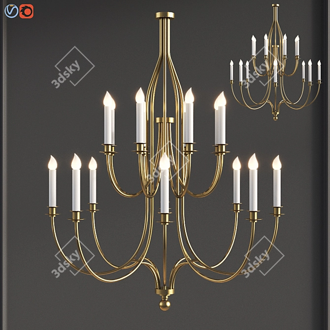 Luxurious Chateau Brass Chandelier 3D model image 1