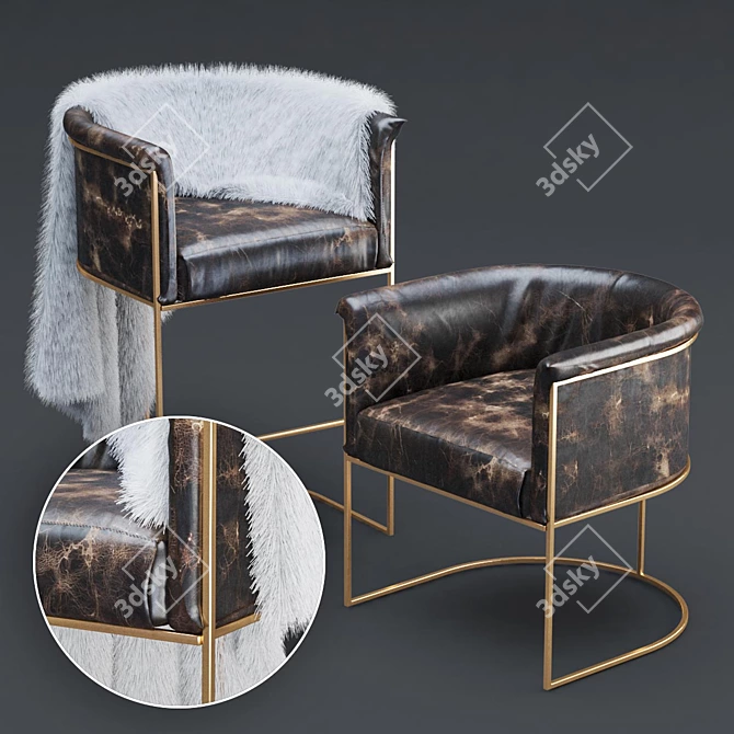 Wexler Barrel Back Leather Armchair & Bar Stool Set 3D model image 1