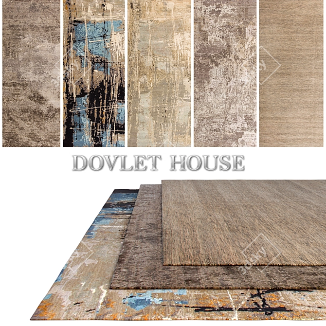 DOVLET HOUSE 5-Piece Carpets Set (Part 234) 3D model image 1