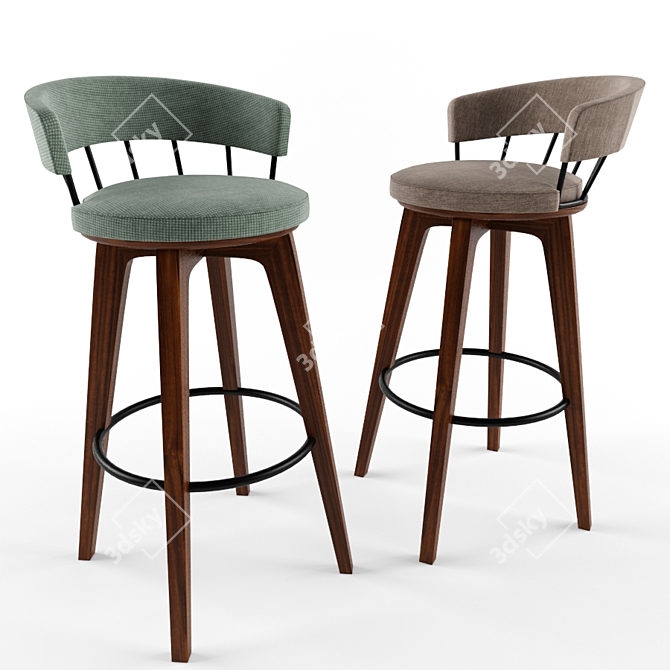 Modern Leather Bar Stool 3D model image 1