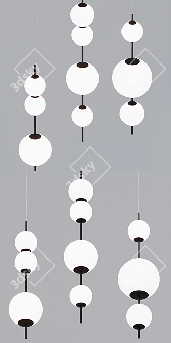 Elegant Beaded Pendant Lamp 3D model image 2