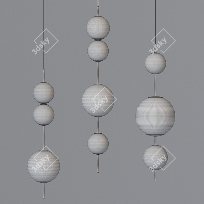 Elegant Beaded Pendant Lamp 3D model image 3