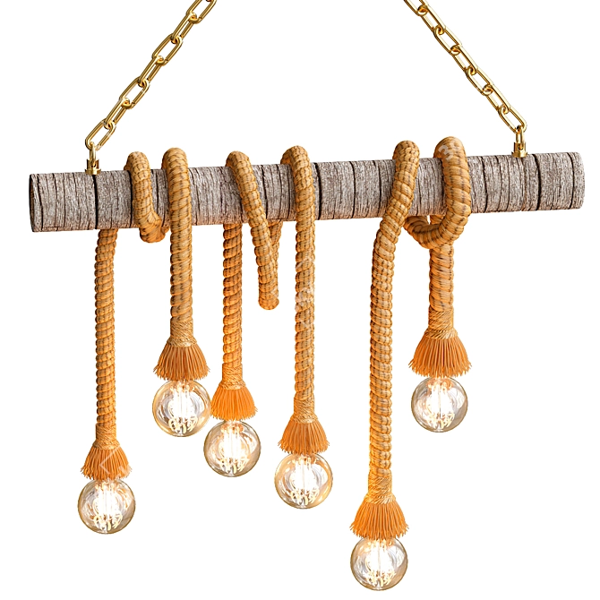 Rustic Rope Pendant Chandelier 3D model image 1