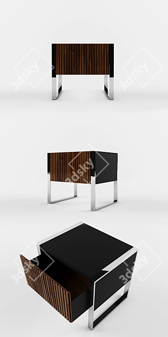 Modern Chrome Bedside Table 3D model image 2
