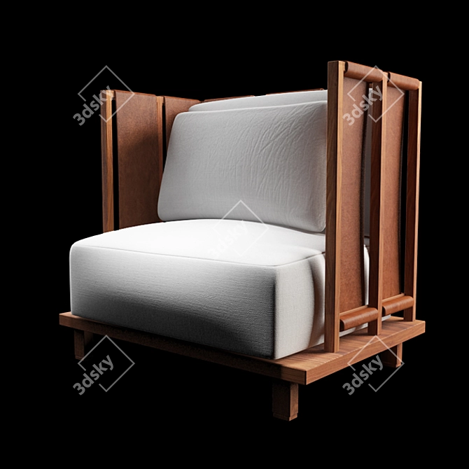 Elegant Shu Yun Lounge Chair 3D model image 3