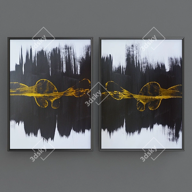 Abstract Diptych Wall Art 3D model image 2