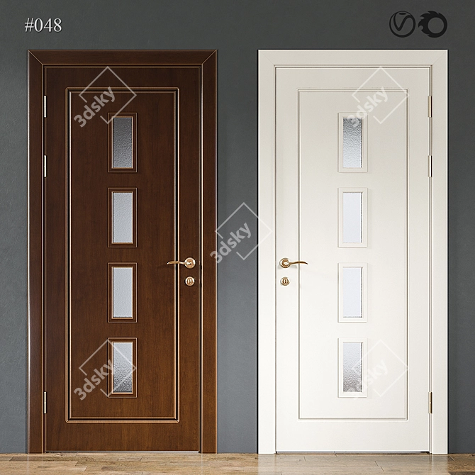 Classic Oak Door #048 3D model image 1