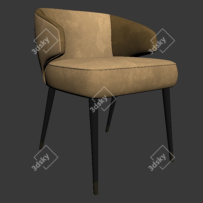 Elegant Parquet Dining Chair Set 3D model image 2