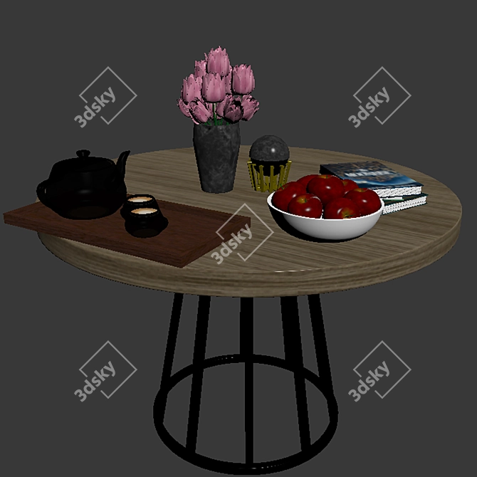 Elegant Parquet Dining Chair Set 3D model image 3