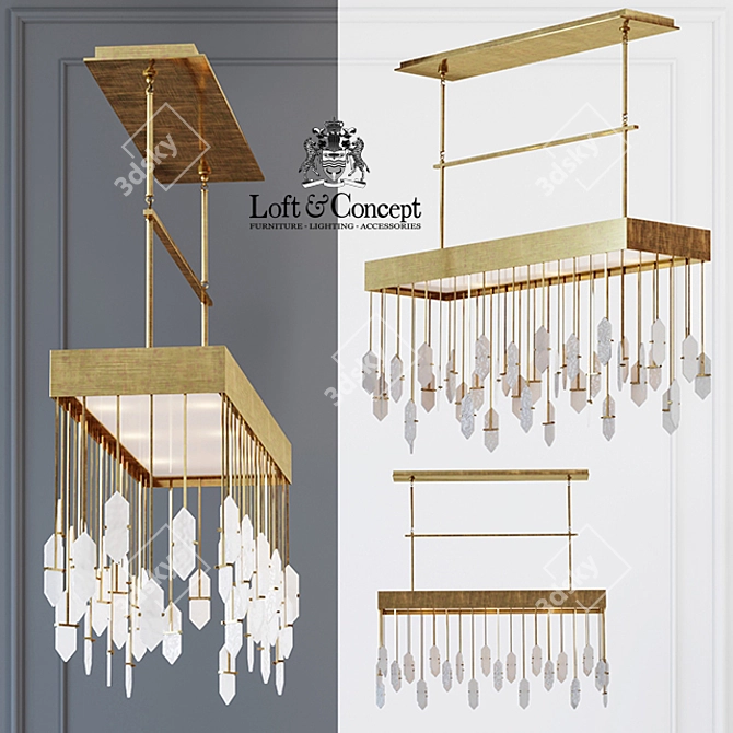 Kelly Wearstler Halcyon Linear Pendant - 6 Light Brass Chandelier 3D model image 1