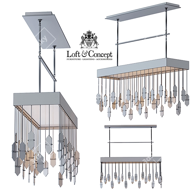 Kelly Wearstler Halcyon Linear Pendant - 6 Light Brass Chandelier 3D model image 3