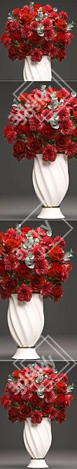 Elegant Crimson Bouquet 3D model image 2