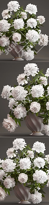 Pure Elegance: White Peony Bouquet 3D model image 2