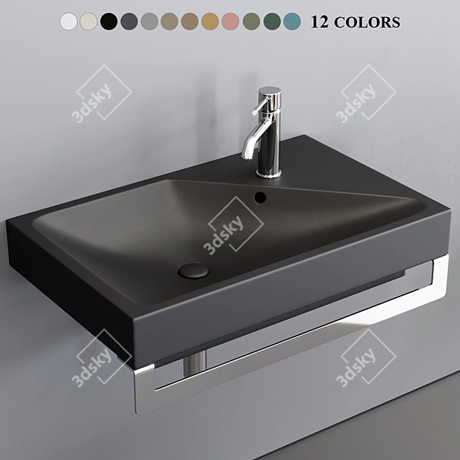 Cielo Smile Blink: Stylish Wall-Mounted Wash Basin 3D model image 1