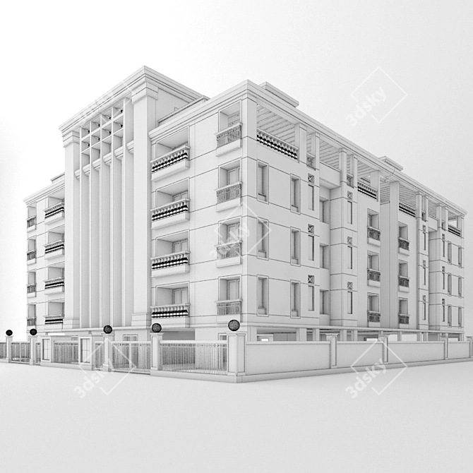 Timeless Indian Charm: Classic Low-rise Apartment 3D model image 3