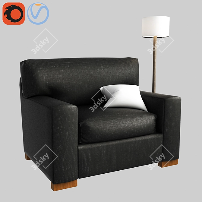 Cozy Comfort Upholstered Twin Armchair Sleeper 3D model image 1