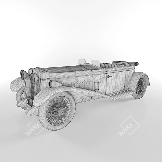 Vintage Convertible Car 3D model image 2