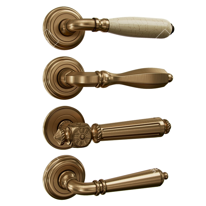 Elegant Rossi Door Handle Set 3D model image 1