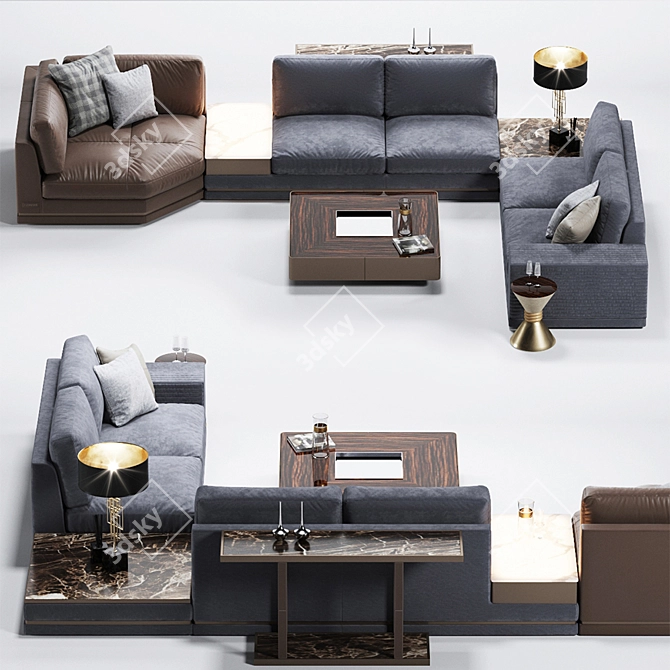 Longhi Sofa SONEN W 574: Italian Elegance 3D model image 1