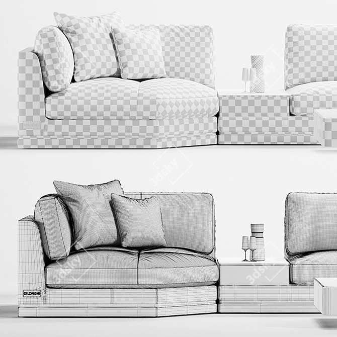 Longhi Sofa SONEN W 574: Italian Elegance 3D model image 3