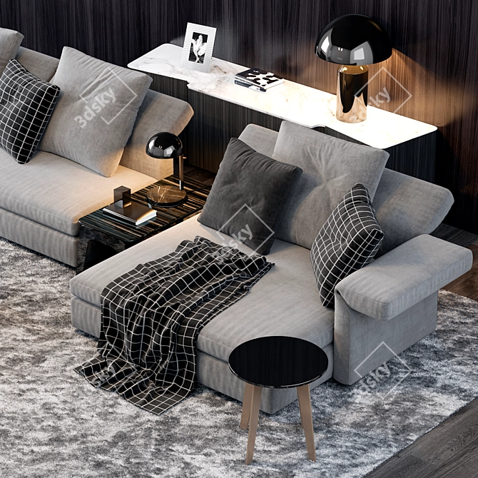 Elegant Collar Sofa by Minotti: Perfect Blend of Comfort and Style 3D model image 2